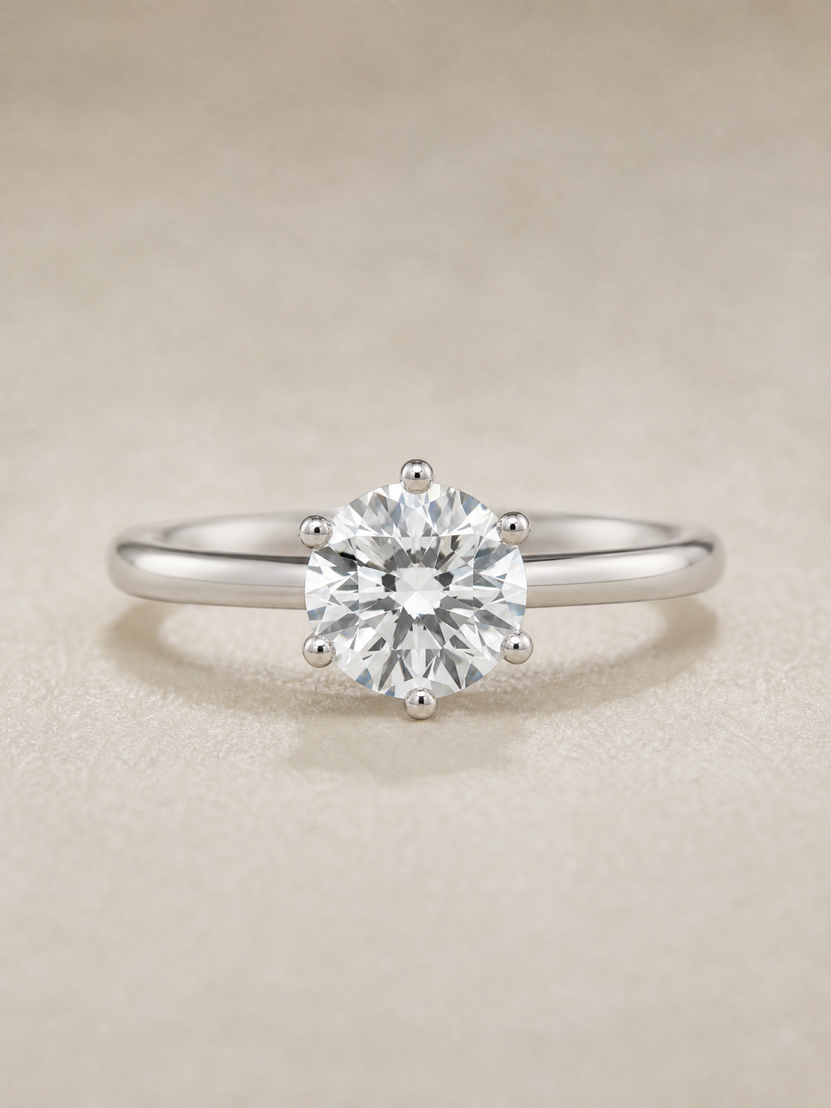 A lab grown diamond ring in Platinum 950, the kind of stone that arrives with a laboratory report attached.