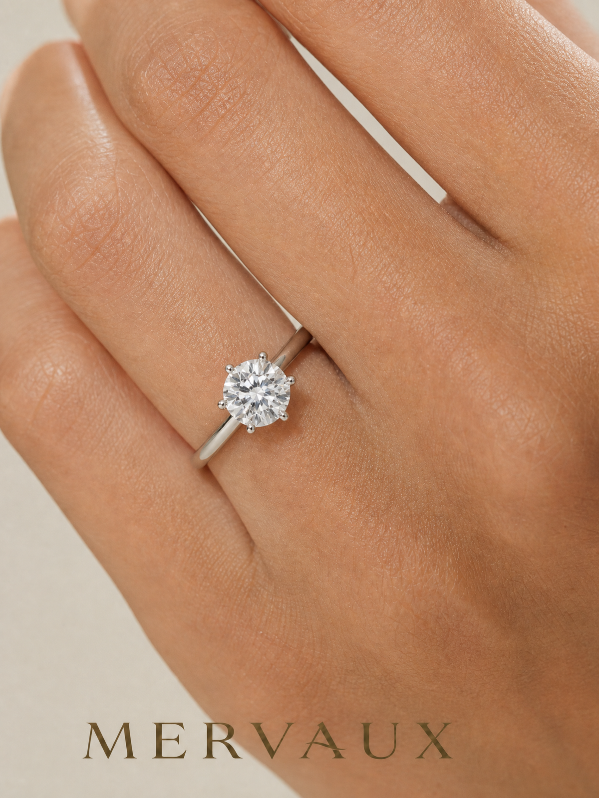 A ring set with a 2.131 carat lab grown diamond, close to the size most people mean when they say two carats.