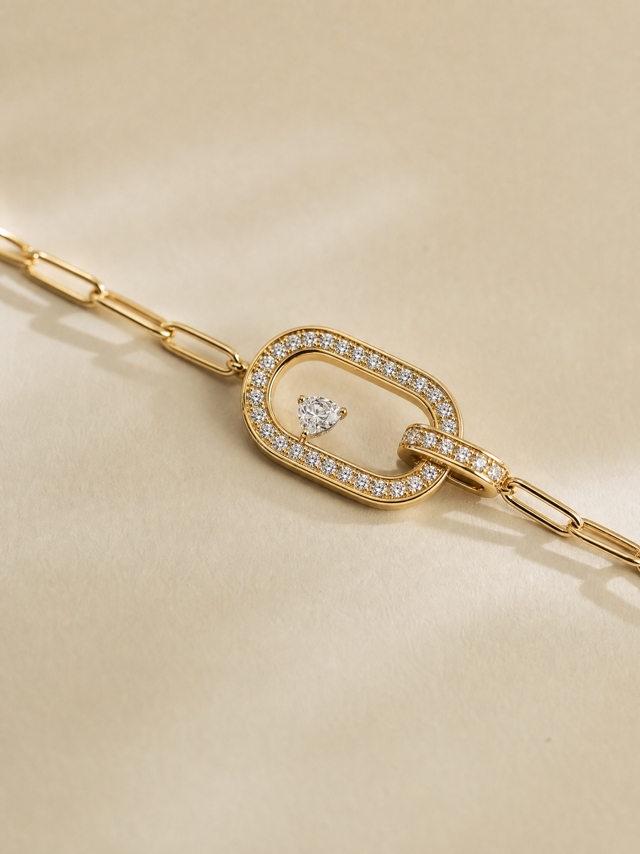MERVAUX 0.633 ct round lab grown diamond bracelet in 14K yellow gold