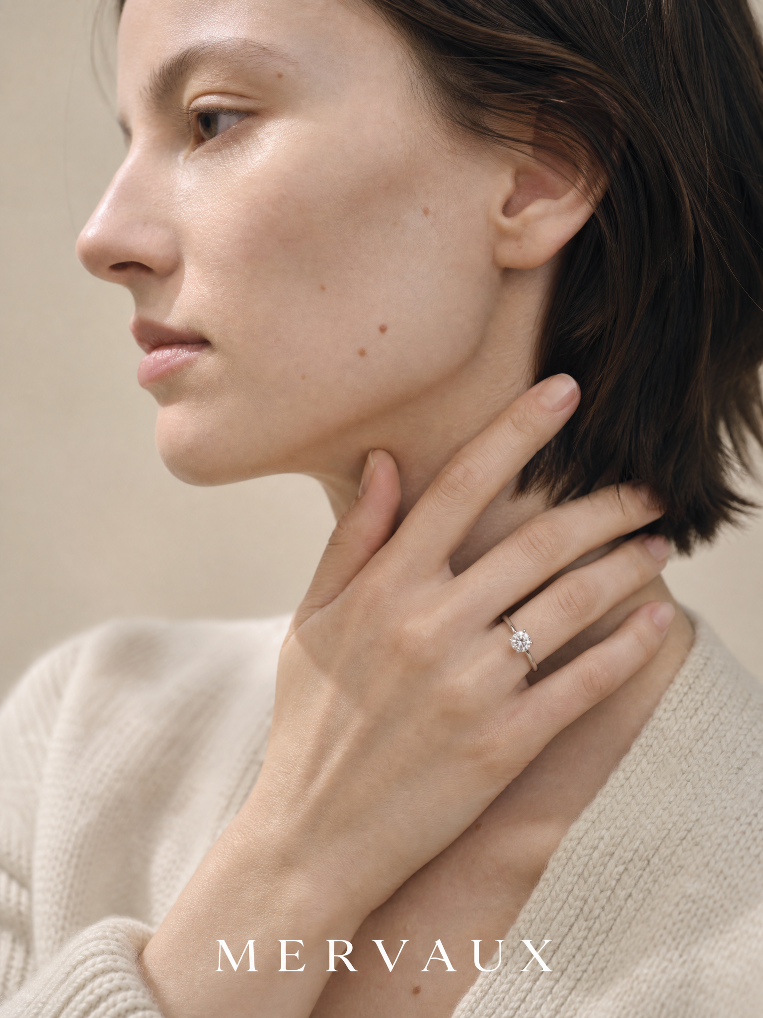 Platinum lab grown diamond ring by MERVAUX