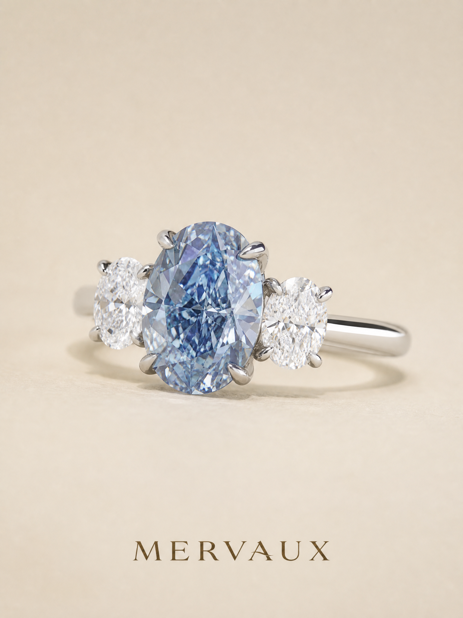 18K Gold Oval Modified Brilliant Lab-Grown Diamond Ring - 3.803 ct Total