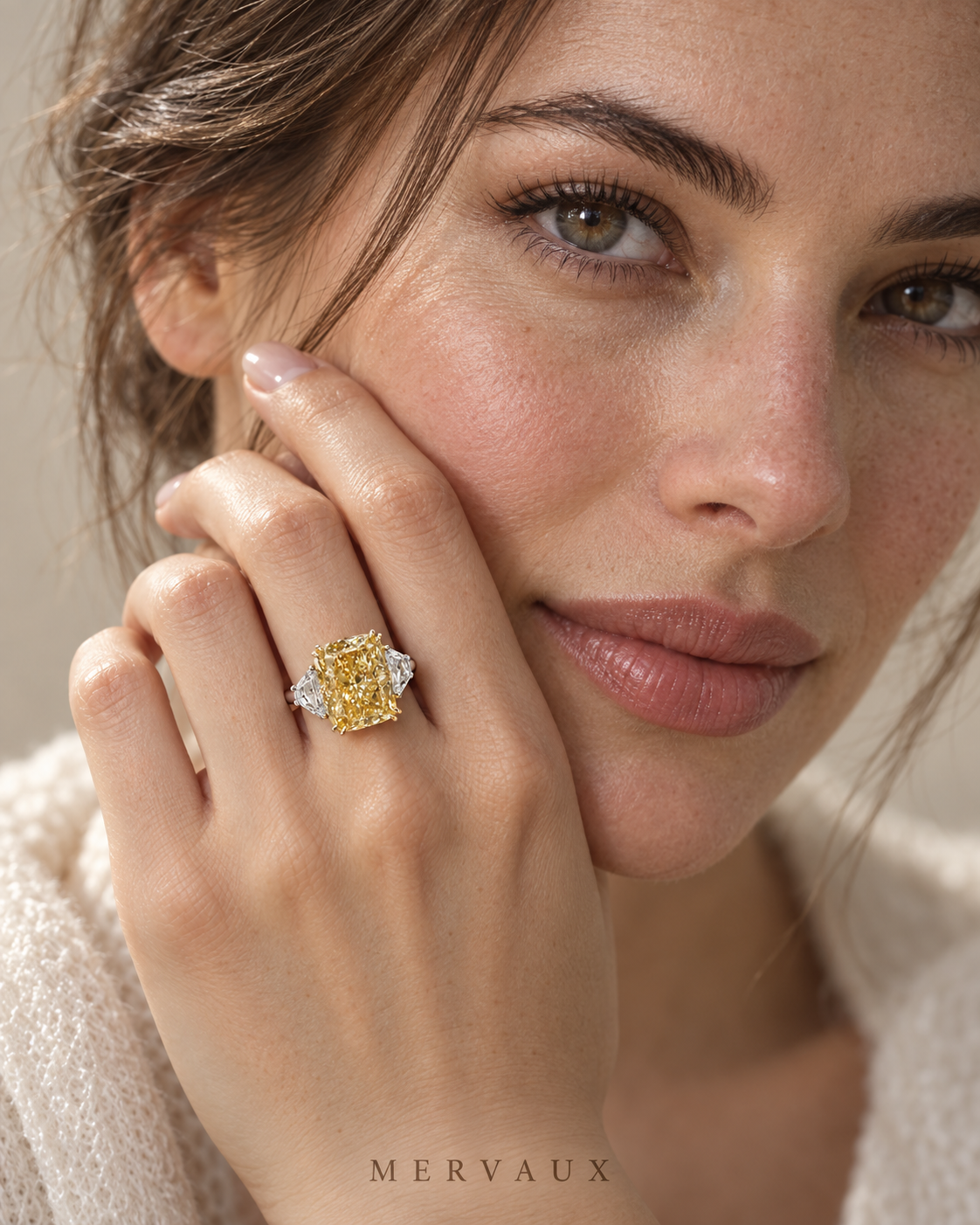 18K Yellow Gold Fancy Vivid Yellow Radiant Cut Lab Grown Diamond Ring - 11.24 ct Total