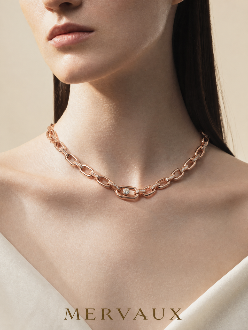 14K Rose Gold Round Lab-Grown Diamond Necklace - 1.188 ct Total