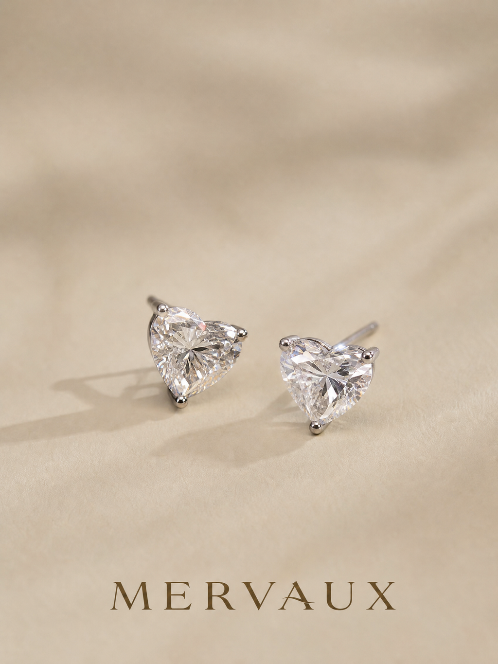 18K Yellow Gold Heart Brilliant Lab-Grown Diamond Stud Earrings - 4.05 ct Total