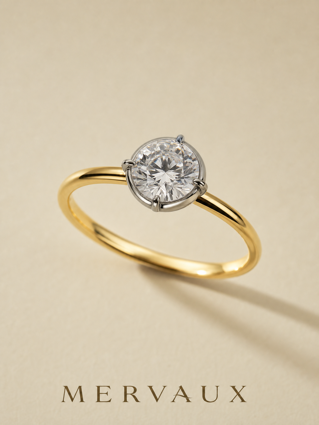 14K Yellow Gold Round Lab-Grown Diamond Ring - 1.01 ct Total