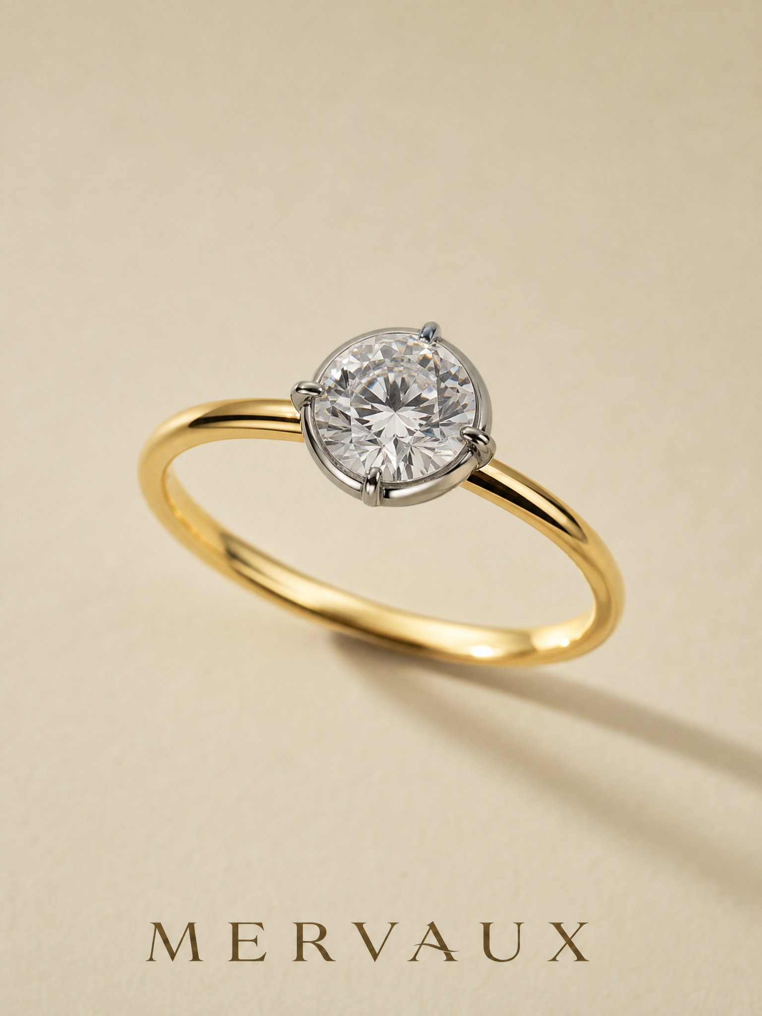 14K Yellow Gold Round Lab-Grown Diamond Ring - 1.01 ct Total