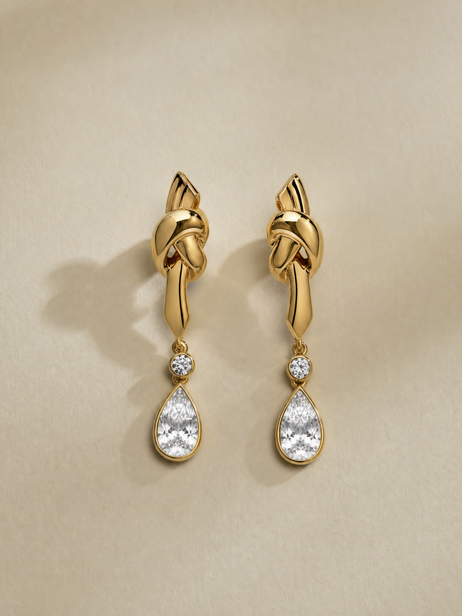 14K Yellow Gold Pear Lab-Grown Diamond Stud Earrings - 2.407 ct Total