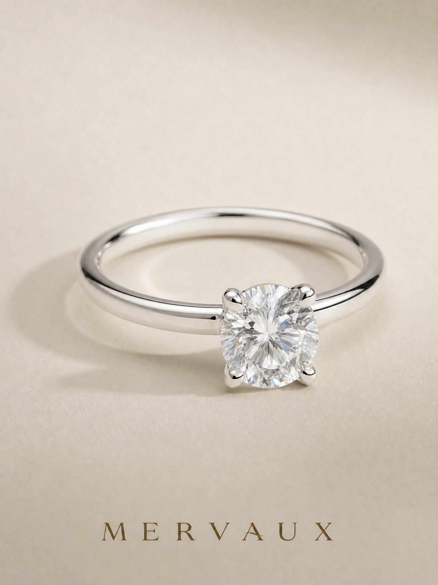 14K White Gold Round Brilliant Lab-Grown Diamond Ring - 1.05 ct Total