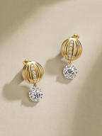 14K Two-Tone Gold Round Lab-Grown Diamond Stud Earrings - 1.654 ct Total