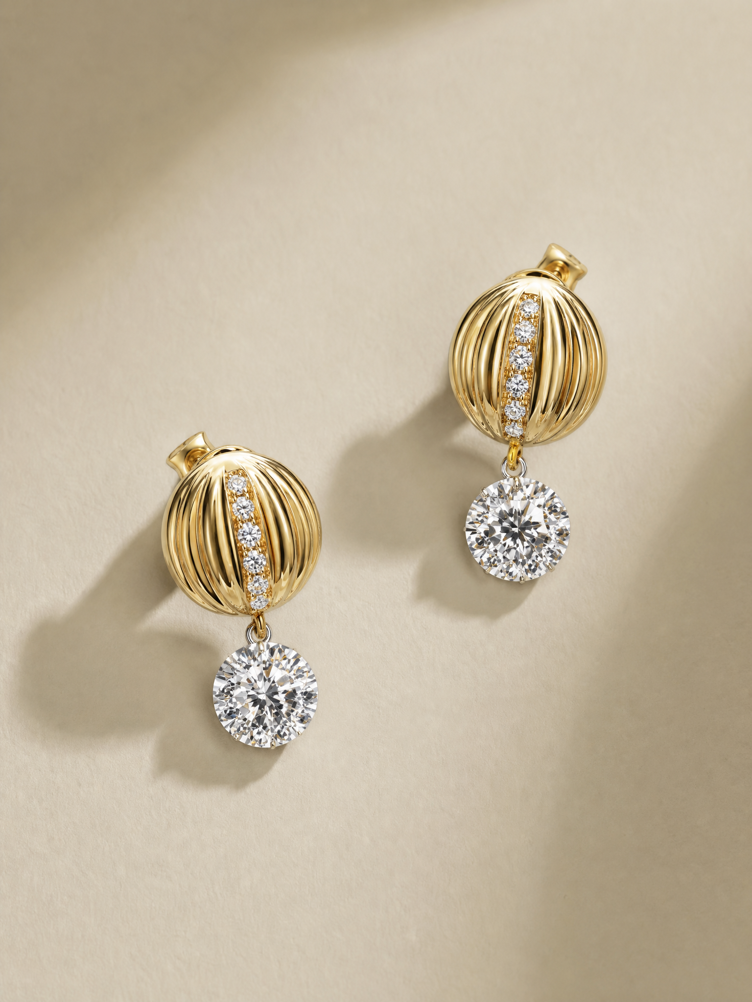 14K Two-Tone Gold Round Lab-Grown Diamond Stud Earrings - 1.654 ct Total