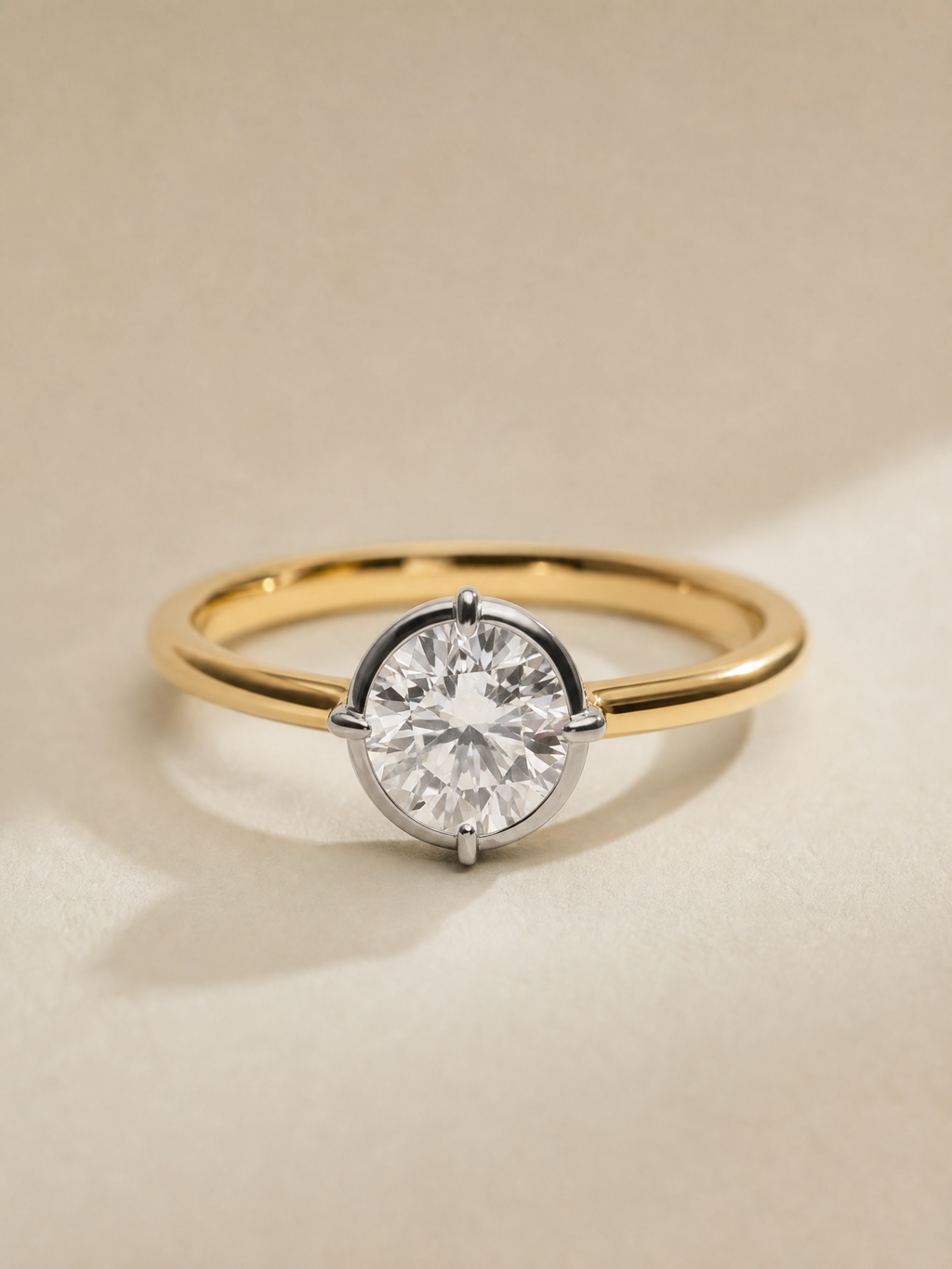 14K Yellow Gold Round Lab-Grown Diamond Ring - 1.01 ct Total