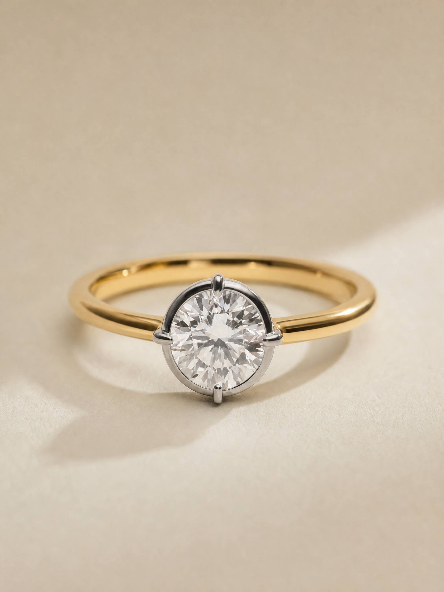 14K Yellow Gold Round Lab-Grown Diamond Ring - 1.01 ct Total