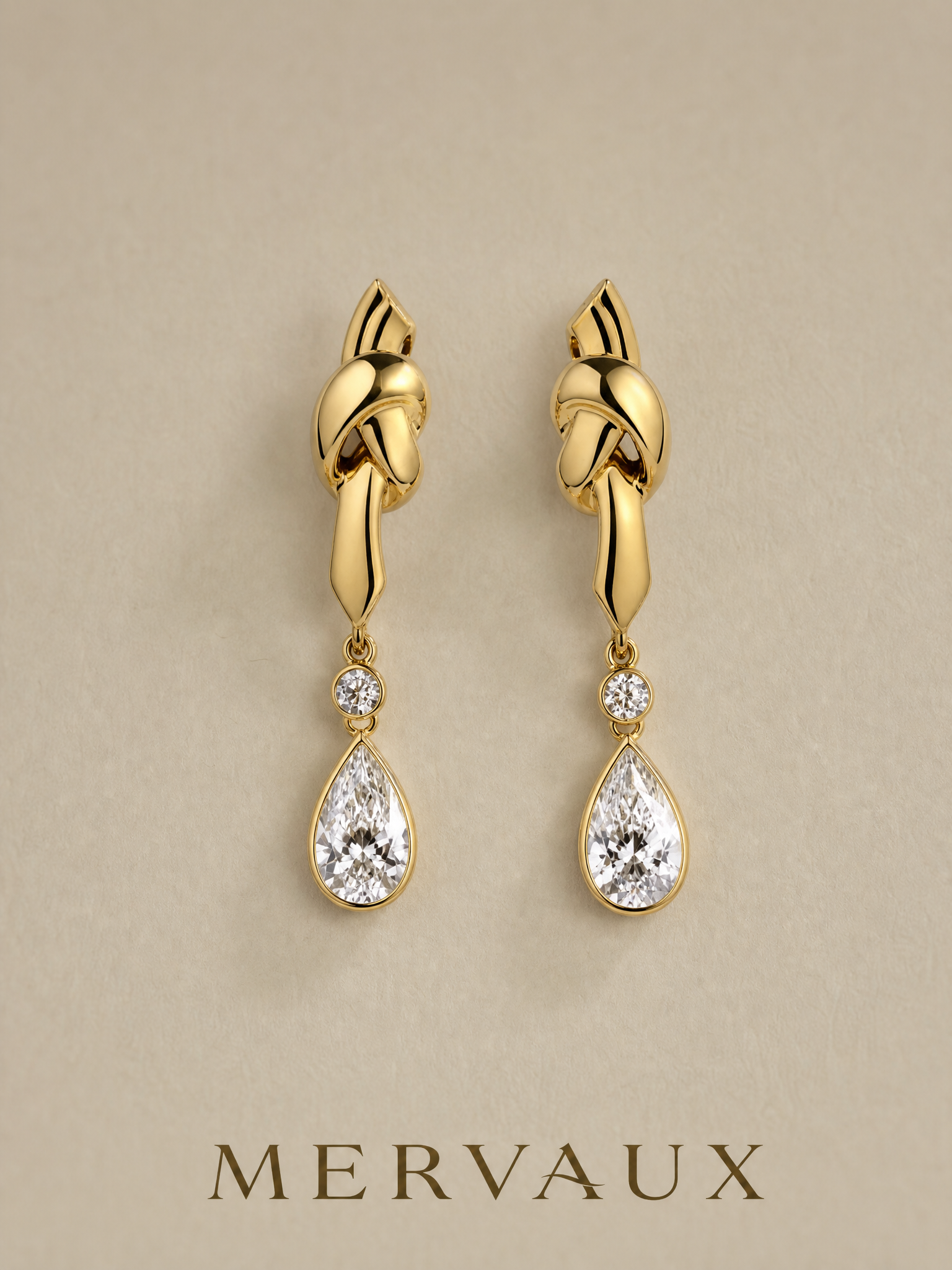 14K Yellow Gold Pear Lab-Grown Diamond Stud Earrings - 2.407 ct Total
