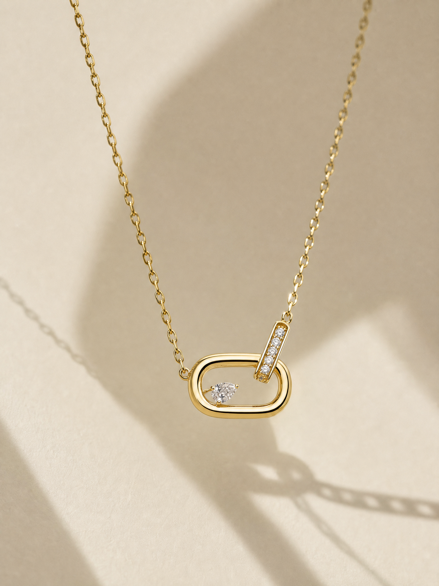 14K Yellow Gold Pear Lab-Grown Diamond Necklace - 0.245 ct Total