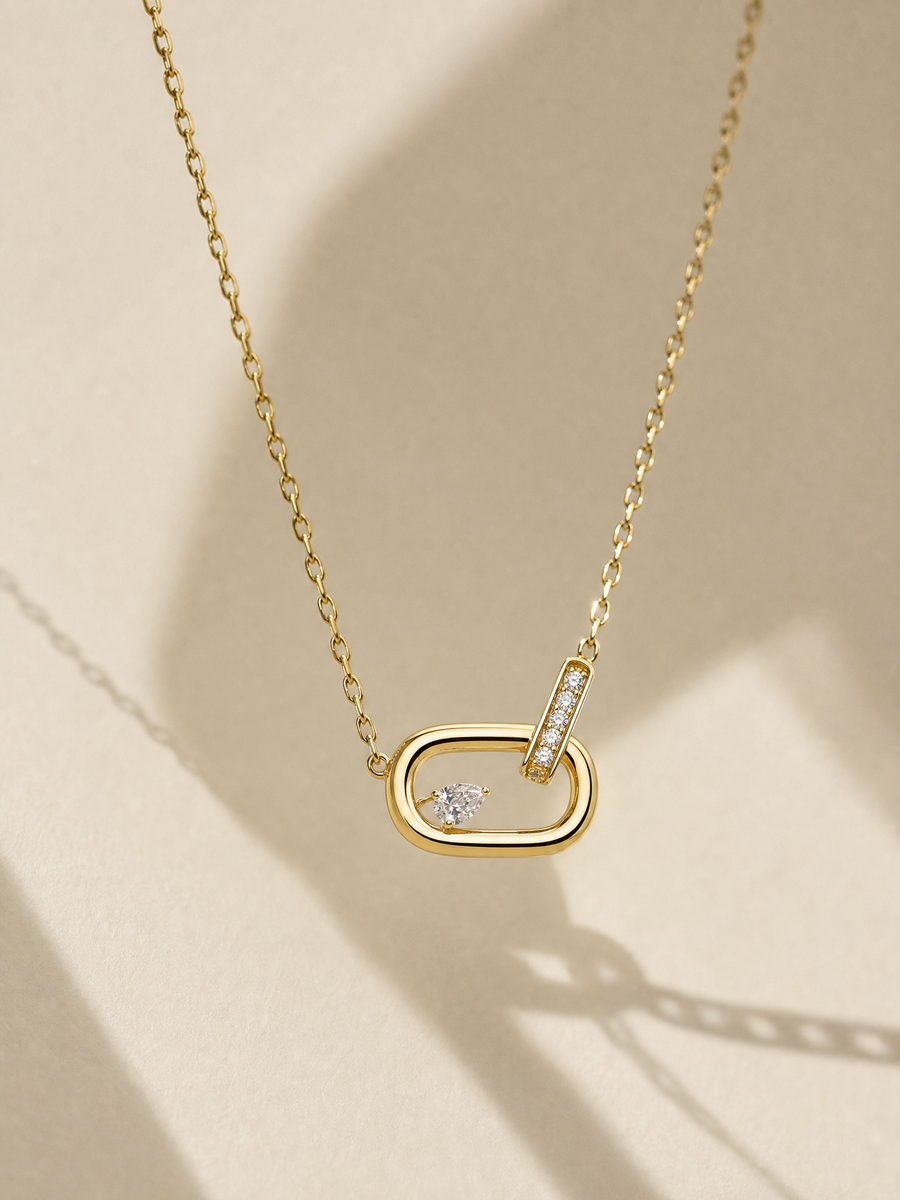 MERVAUX 0.245 ct pear lab grown diamond necklace in 14K yellow gold