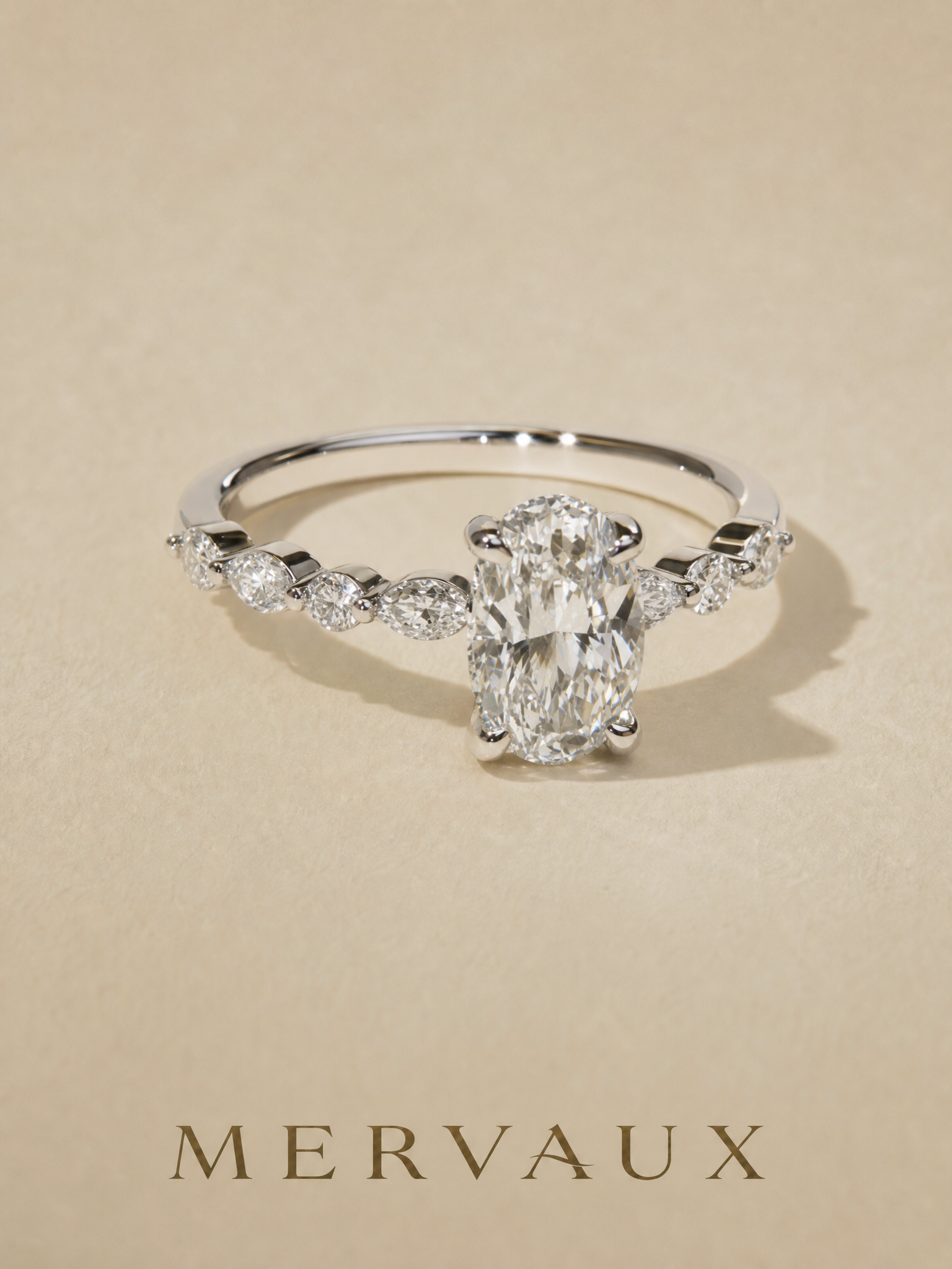 Platinum 950 Oval Brilliant Lab-Grown Diamond Ring - 1.22 ct Total