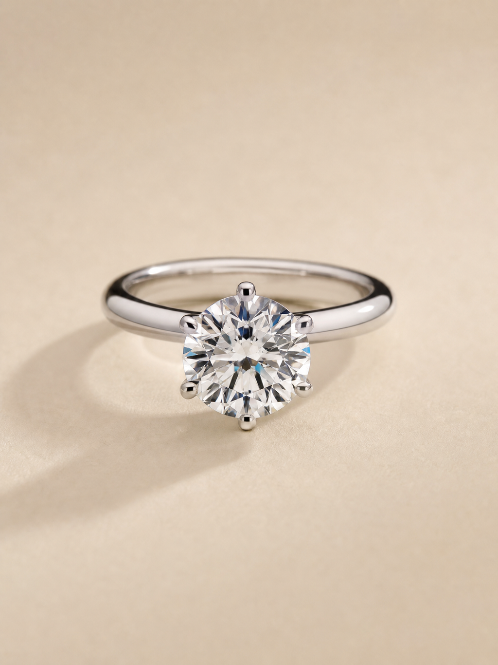 18K Gold Round Brilliant Lab-Grown Diamond Ring - 4.06 ct Total