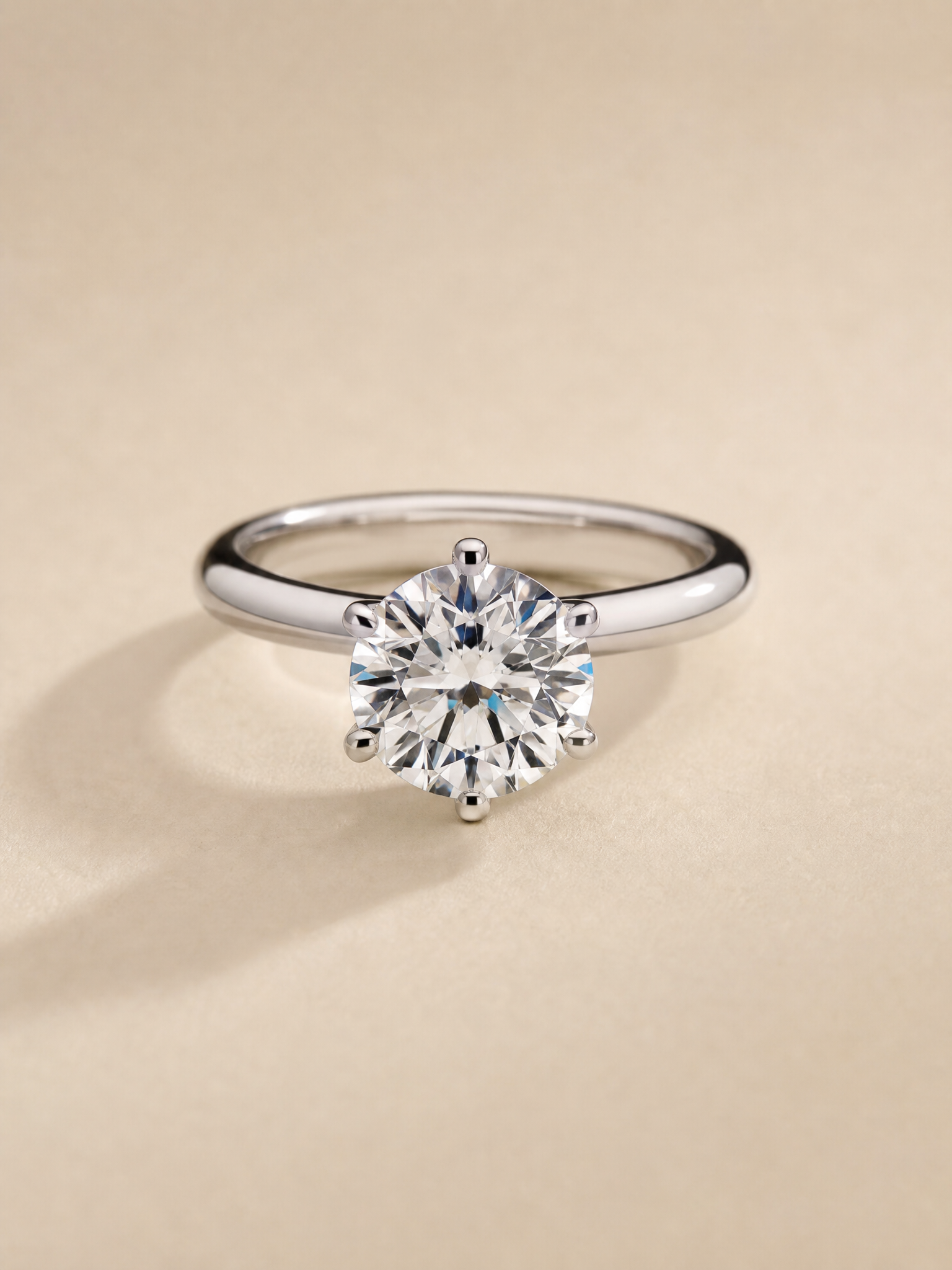 18K Gold Round Brilliant Lab-Grown Diamond Ring - 4.06 ct Total