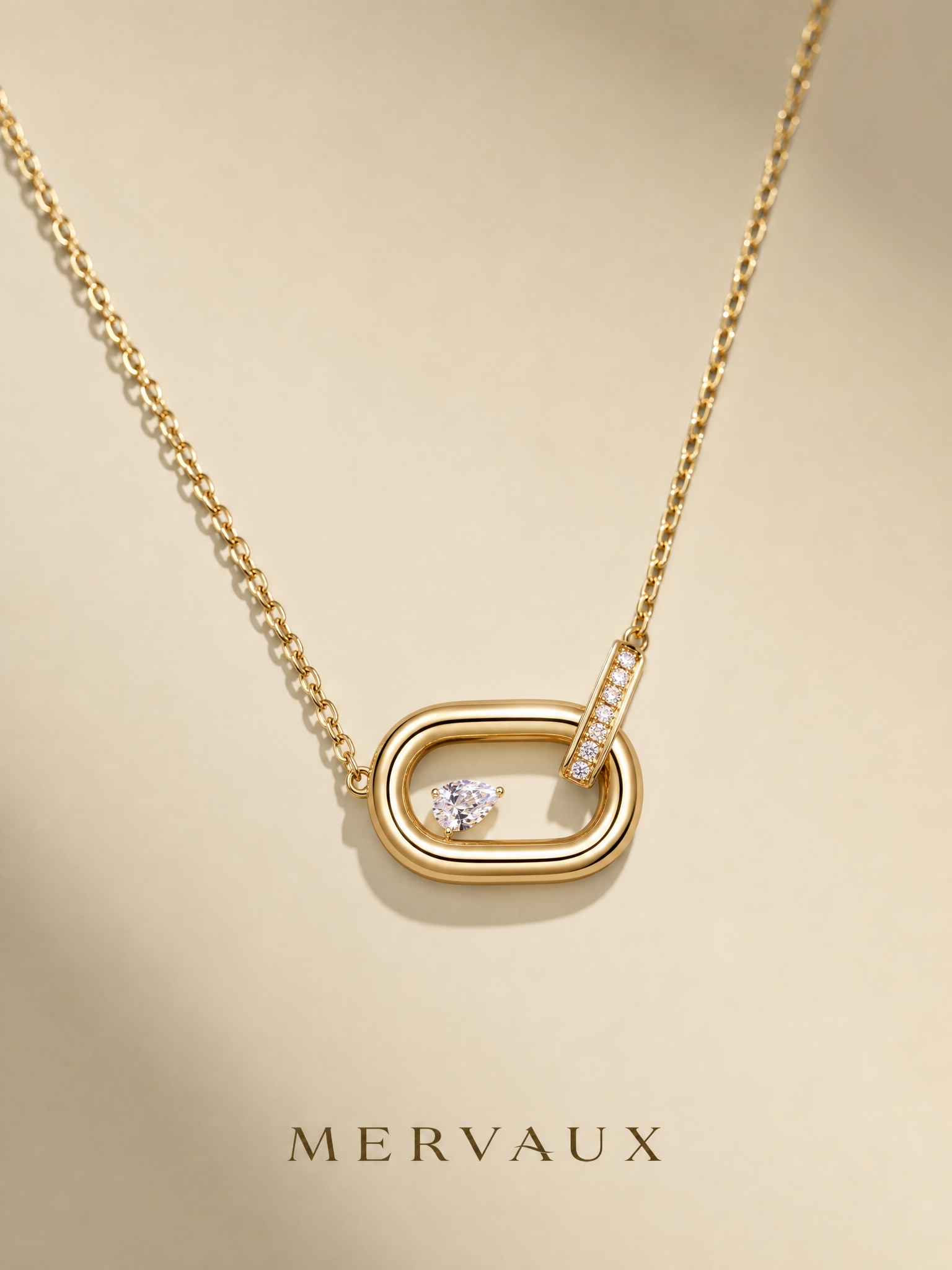 14K Yellow Gold Pear Lab-Grown Diamond Necklace - 0.245 ct Total