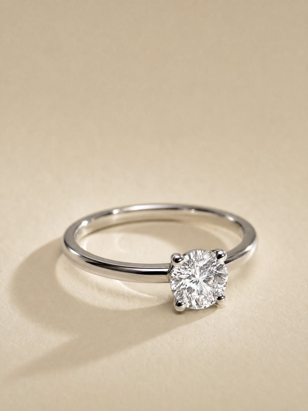 14K White Gold Round Brilliant Lab-Grown Diamond Ring - 1.05 ct Total