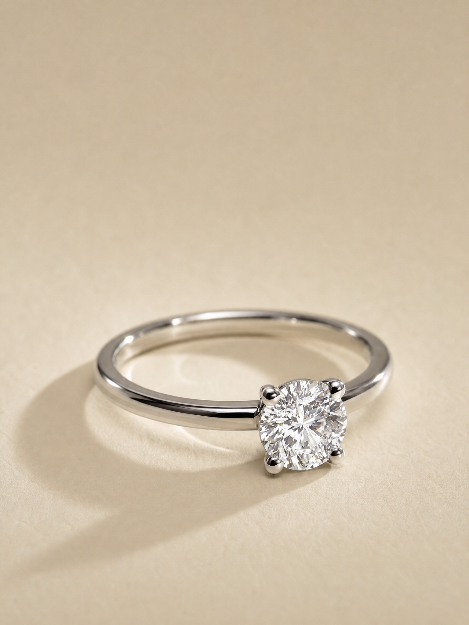 14K White Gold Round Brilliant Lab-Grown Diamond Ring - 1.05 ct Total
