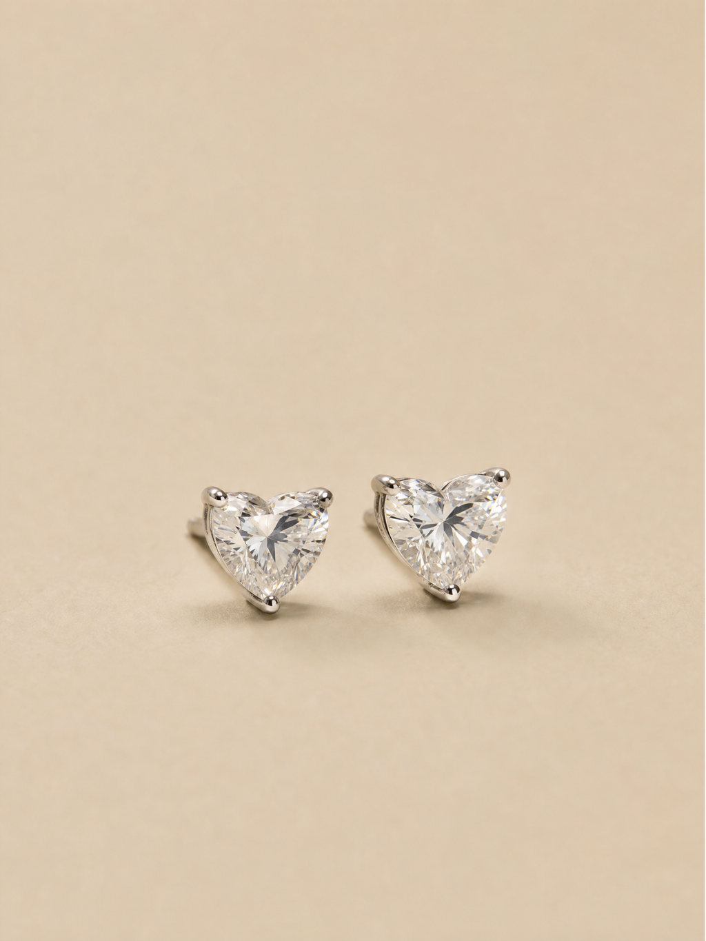 18K Yellow Gold Heart Brilliant Lab-Grown Diamond Stud Earrings - 4.05 ct Total