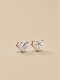 18K Yellow Gold Heart Brilliant Lab-Grown Diamond Stud Earrings - 4.05 ct Total
