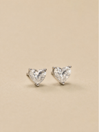 18K Yellow Gold Heart Brilliant Lab-Grown Diamond Stud Earrings - 4.05 ct Total