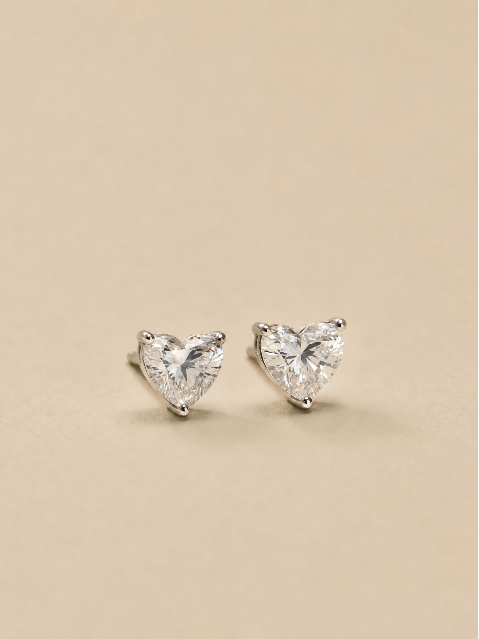 18K Yellow Gold Heart Brilliant Lab-Grown Diamond Stud Earrings - 4.05 ct Total