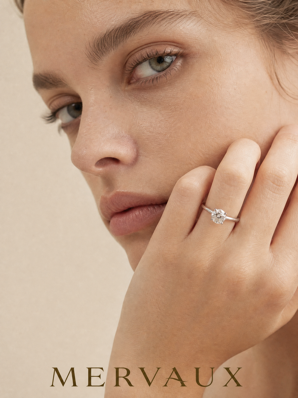 14K White Gold Round Brilliant Lab-Grown Diamond Ring - 1.05 ct Total