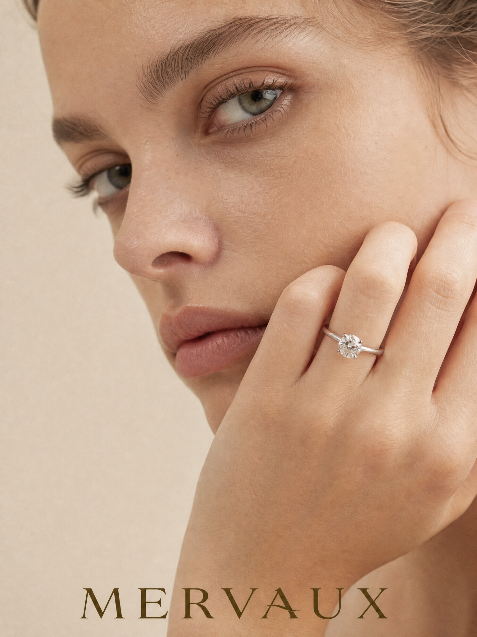 14K White Gold Round Brilliant Lab-Grown Diamond Ring - 1.05 ct Total