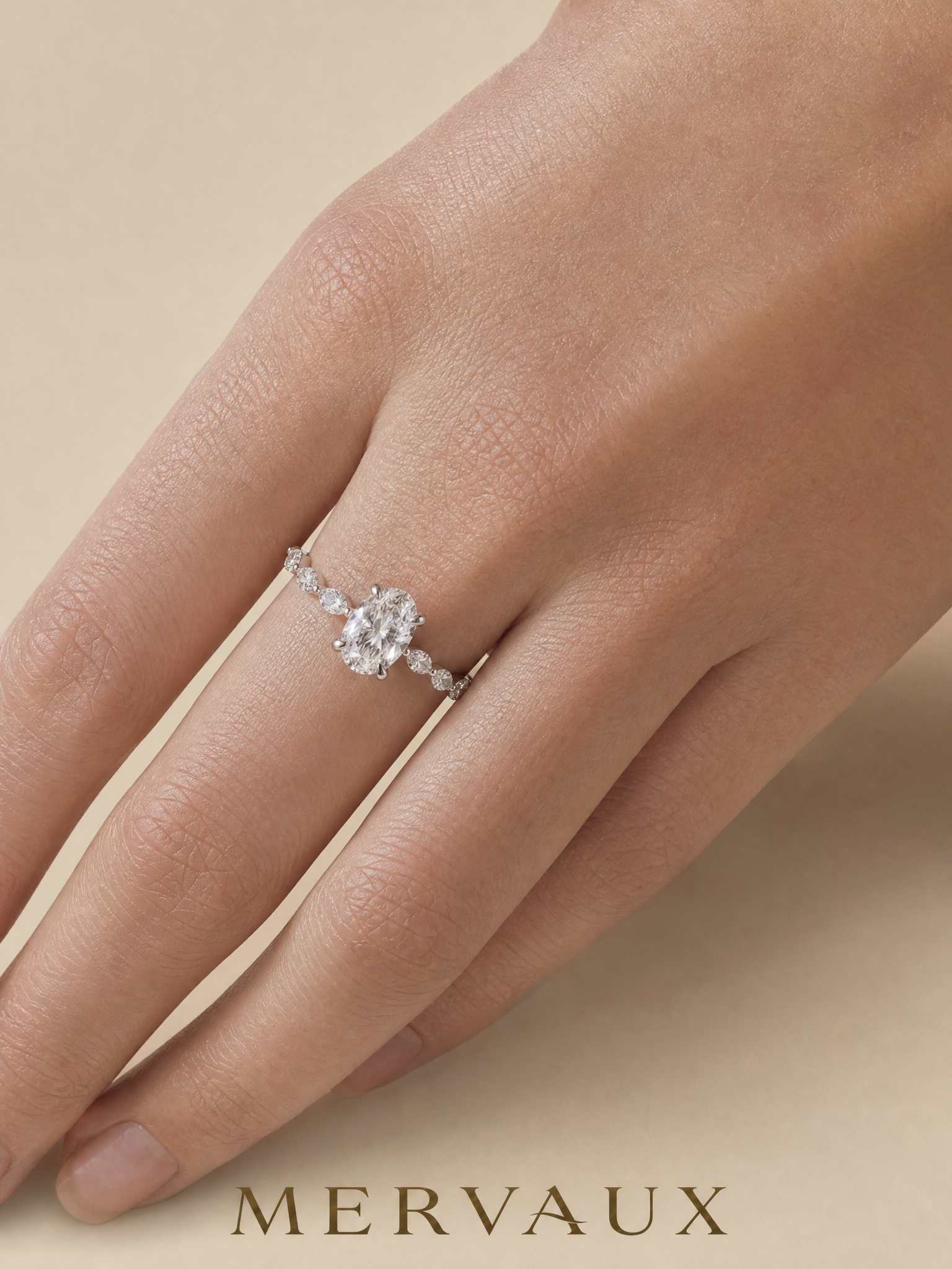 Platinum 950 Oval Brilliant Lab-Grown Diamond Ring - 1.22 ct Total