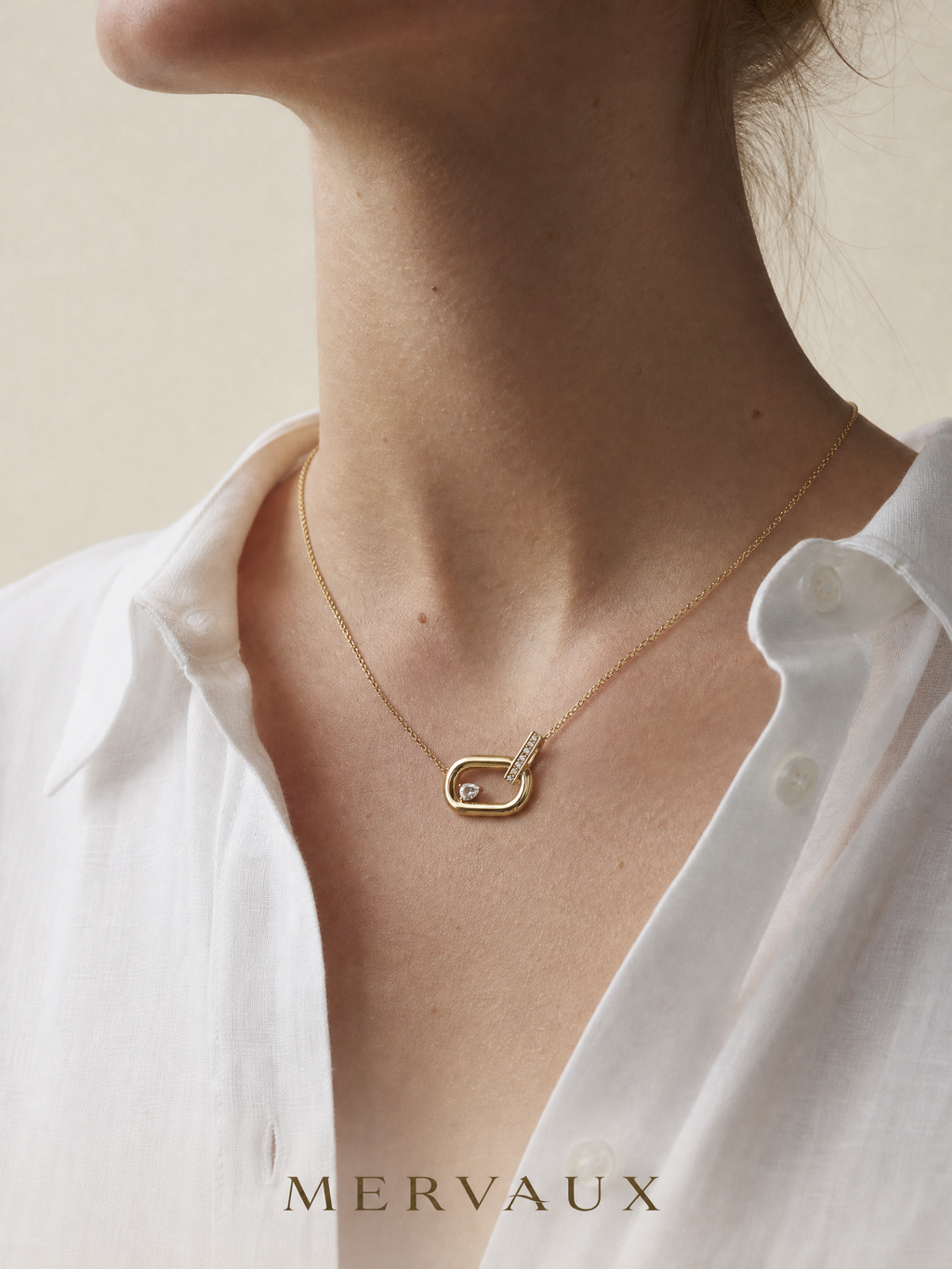 14K Yellow Gold Pear Lab-Grown Diamond Necklace - 0.245 ct Total