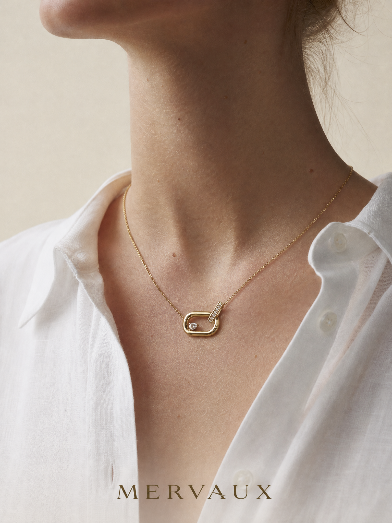 14K Yellow Gold Pear Lab-Grown Diamond Necklace - 0.245 ct Total