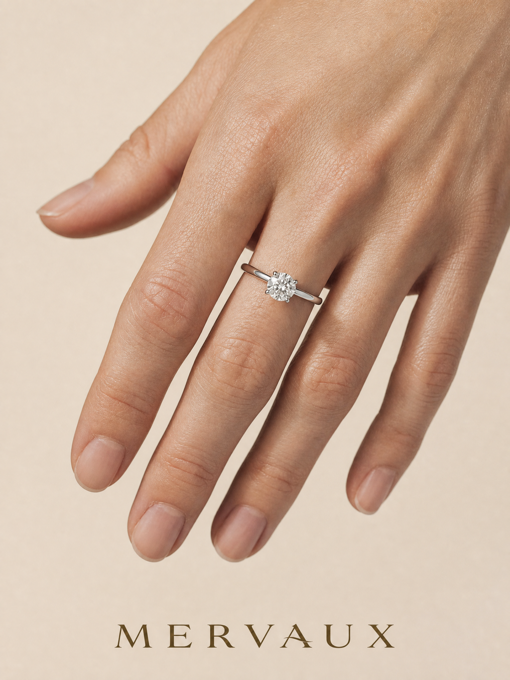 14K White Gold Round Brilliant Lab-Grown Diamond Ring - 1.05 ct Total