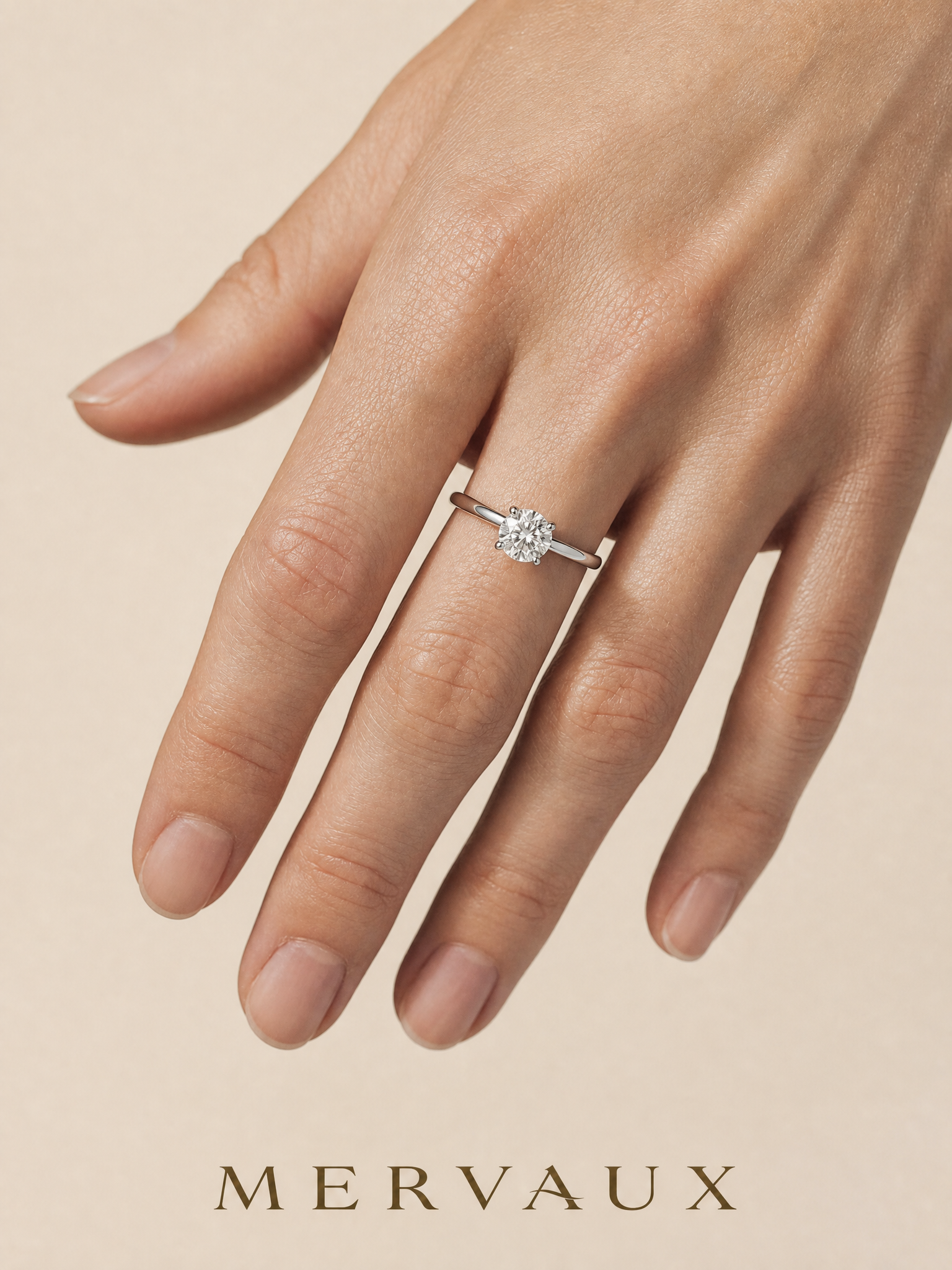 14K White Gold Round Brilliant Lab-Grown Diamond Ring - 1.05 ct Total
