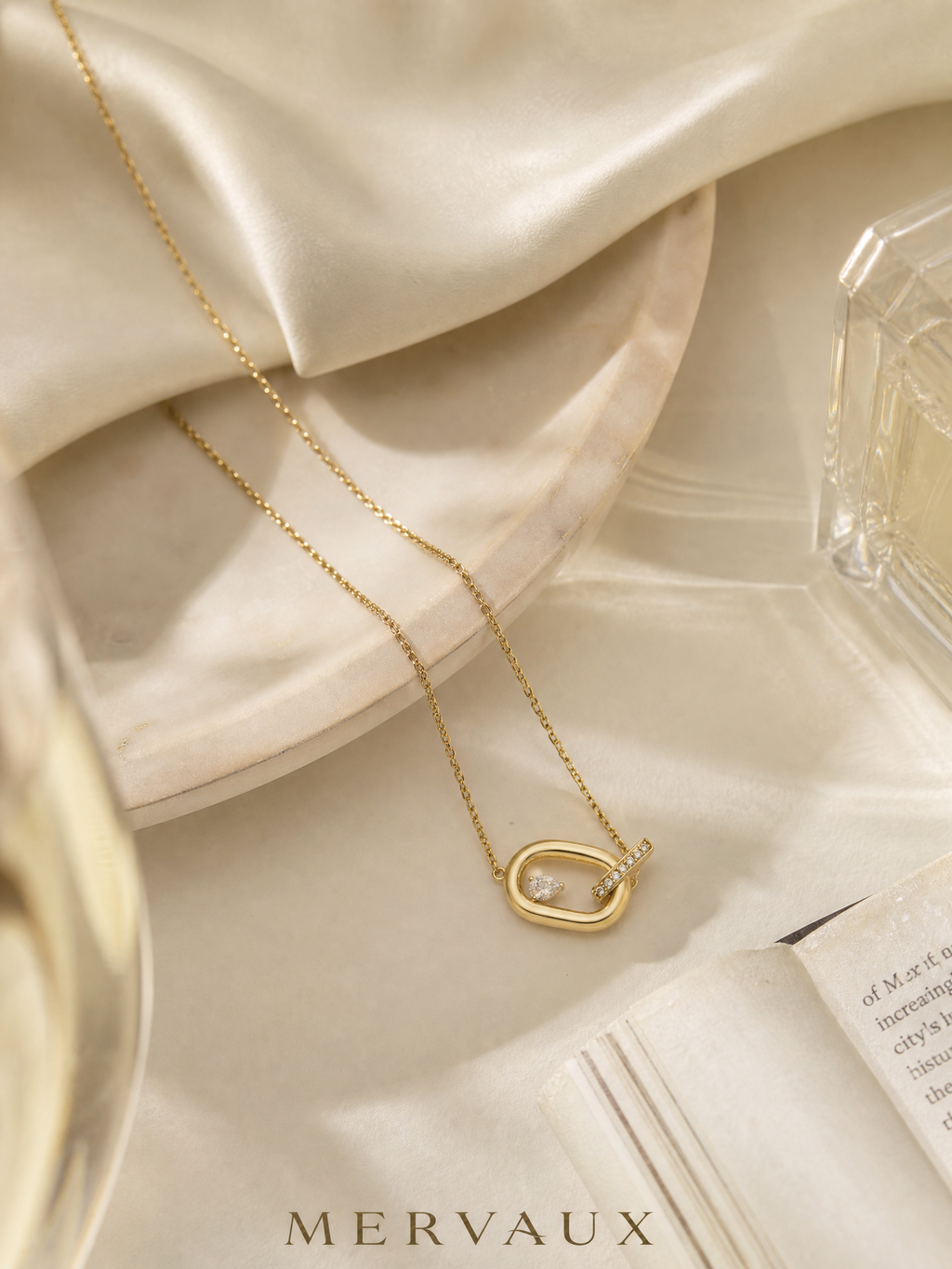 14K Yellow Gold Pear Lab-Grown Diamond Necklace - 0.245 ct Total