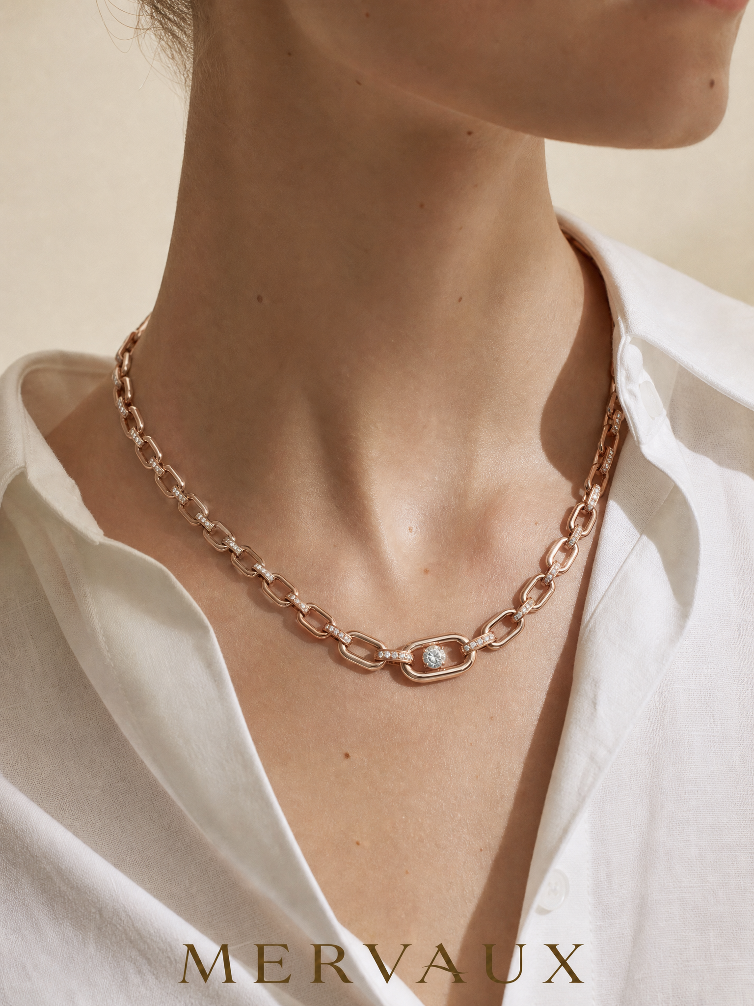 14K Rose Gold Round Lab-Grown Diamond Necklace - 1.188 ct Total