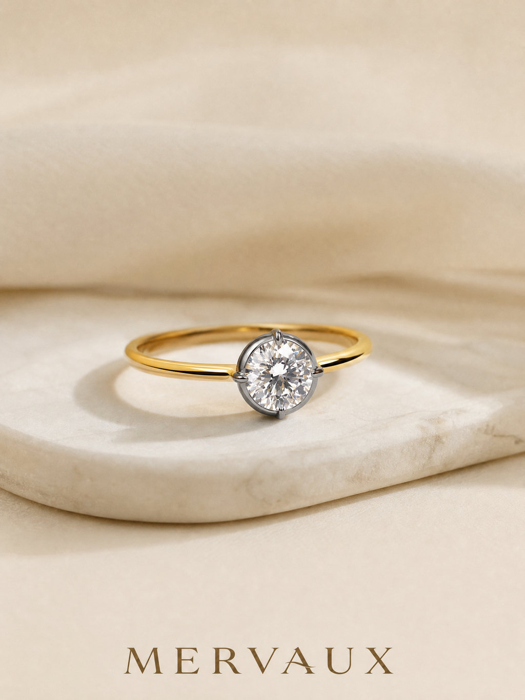 14K Yellow Gold Round Lab-Grown Diamond Ring - 1.01 ct Total