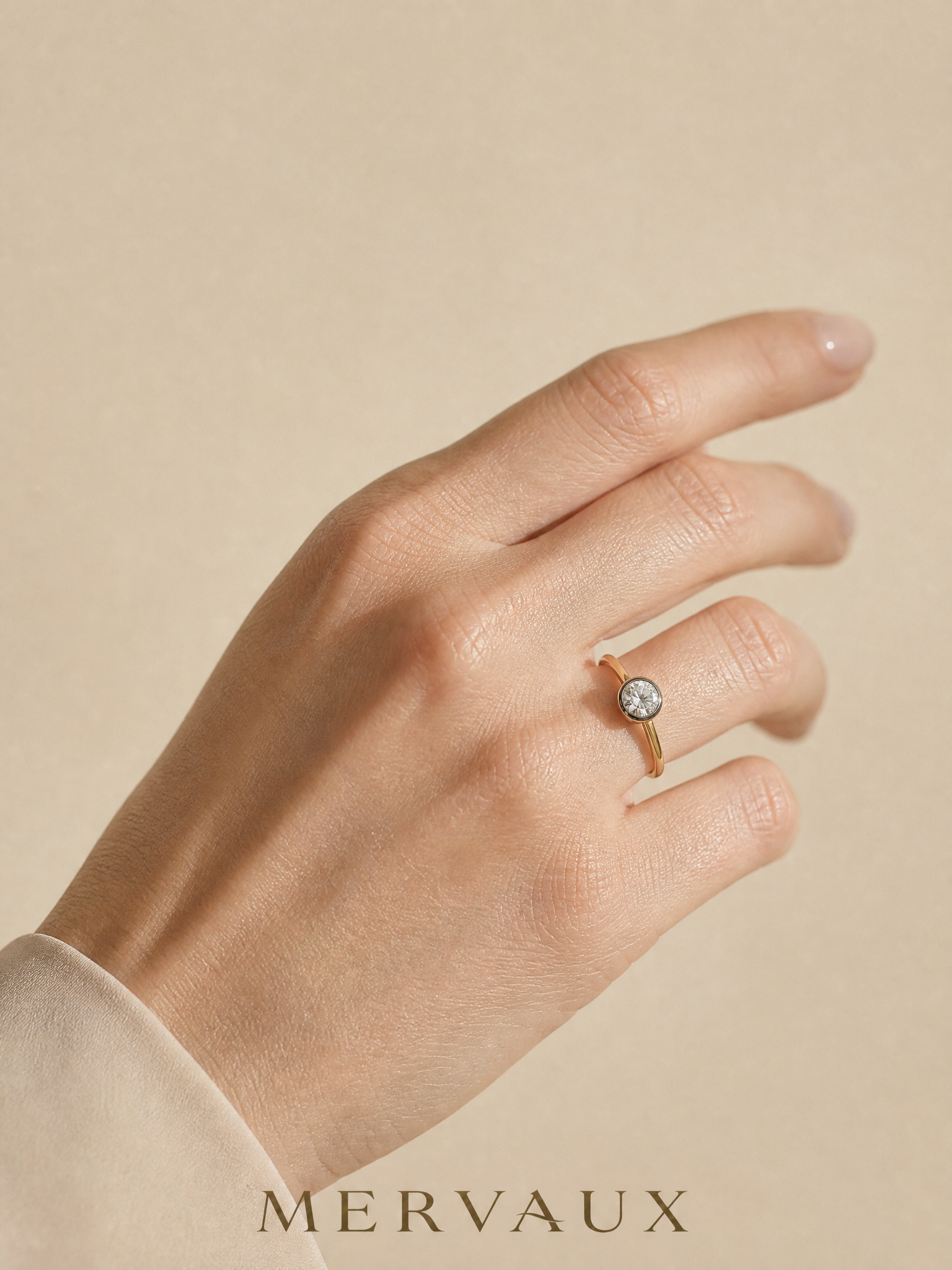14K Yellow Gold Round Lab-Grown Diamond Ring - 1.01 ct Total