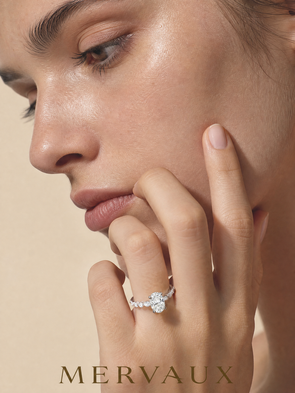 Platinum 950 Oval Brilliant Lab-Grown Diamond Ring - 1.22 ct Total
