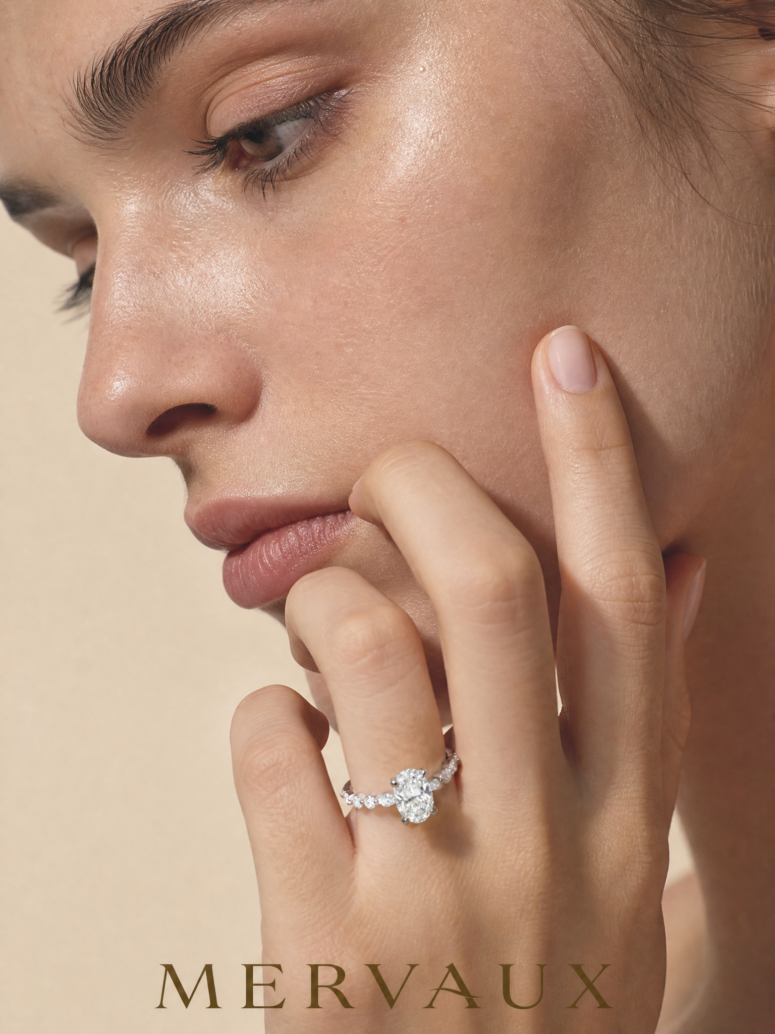 Platinum 950 Oval Brilliant Lab-Grown Diamond Ring - 1.22 ct Total