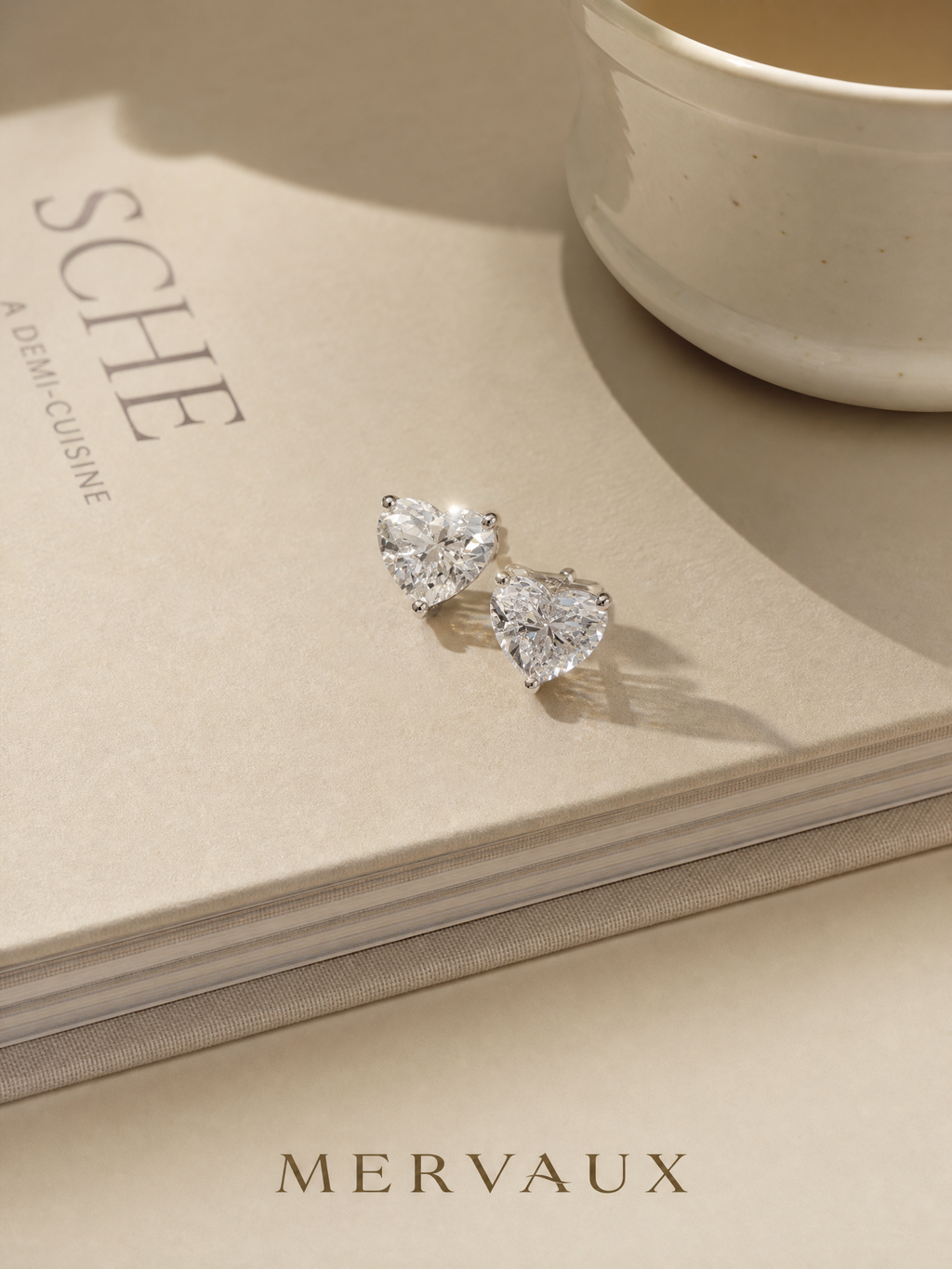 18K Yellow Gold Heart Brilliant Lab-Grown Diamond Stud Earrings - 4.05 ct Total