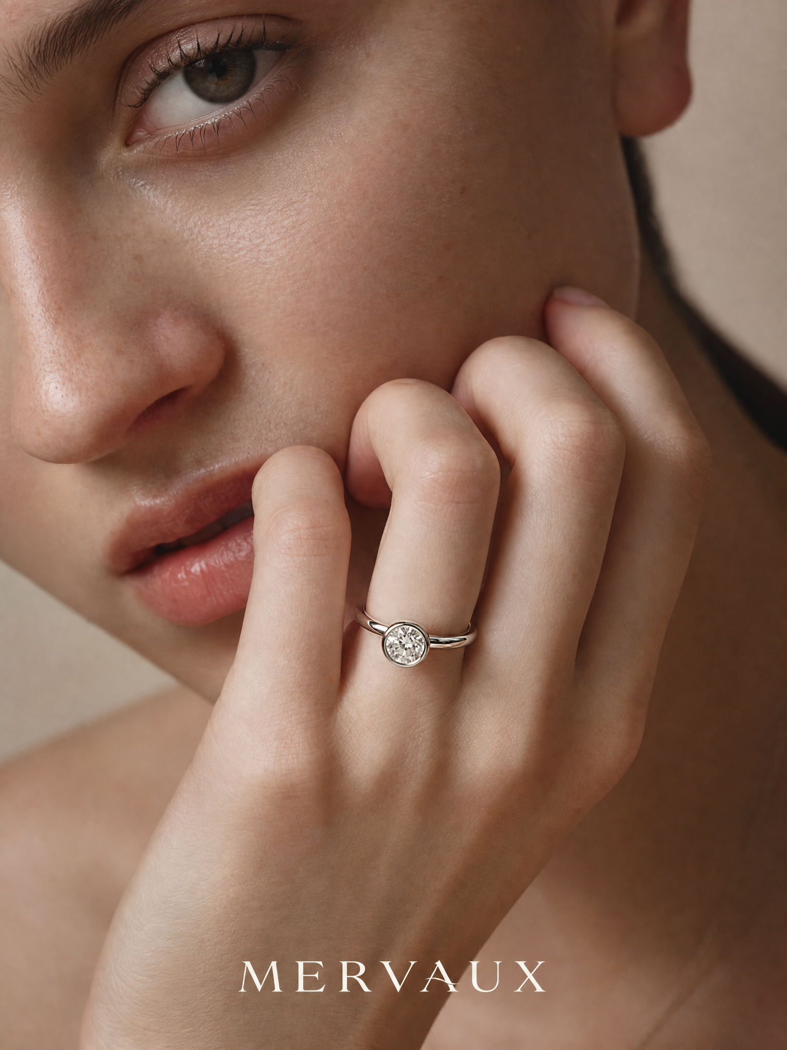 14K White Gold Round Brilliant Lab-Grown Diamond Ring - 1.09 ct Total
