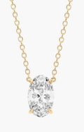 14K Yellow Gold Oval Modified Brilliant Lab-Grown Diamond Necklace - 1
