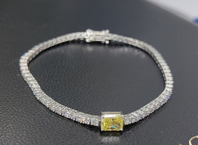 Platinum 950 Lab-Grown Diamond Bracelet - 3.561 ct Total