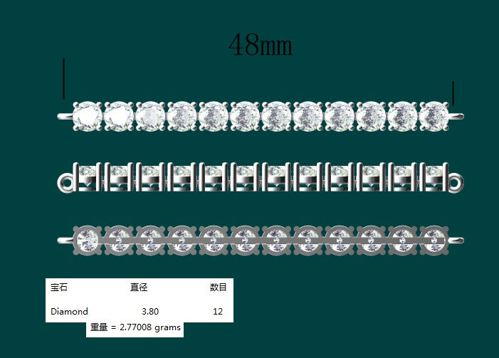 18K White Gold Lab-Grown Diamond Bracelet - 1.978 ct Total