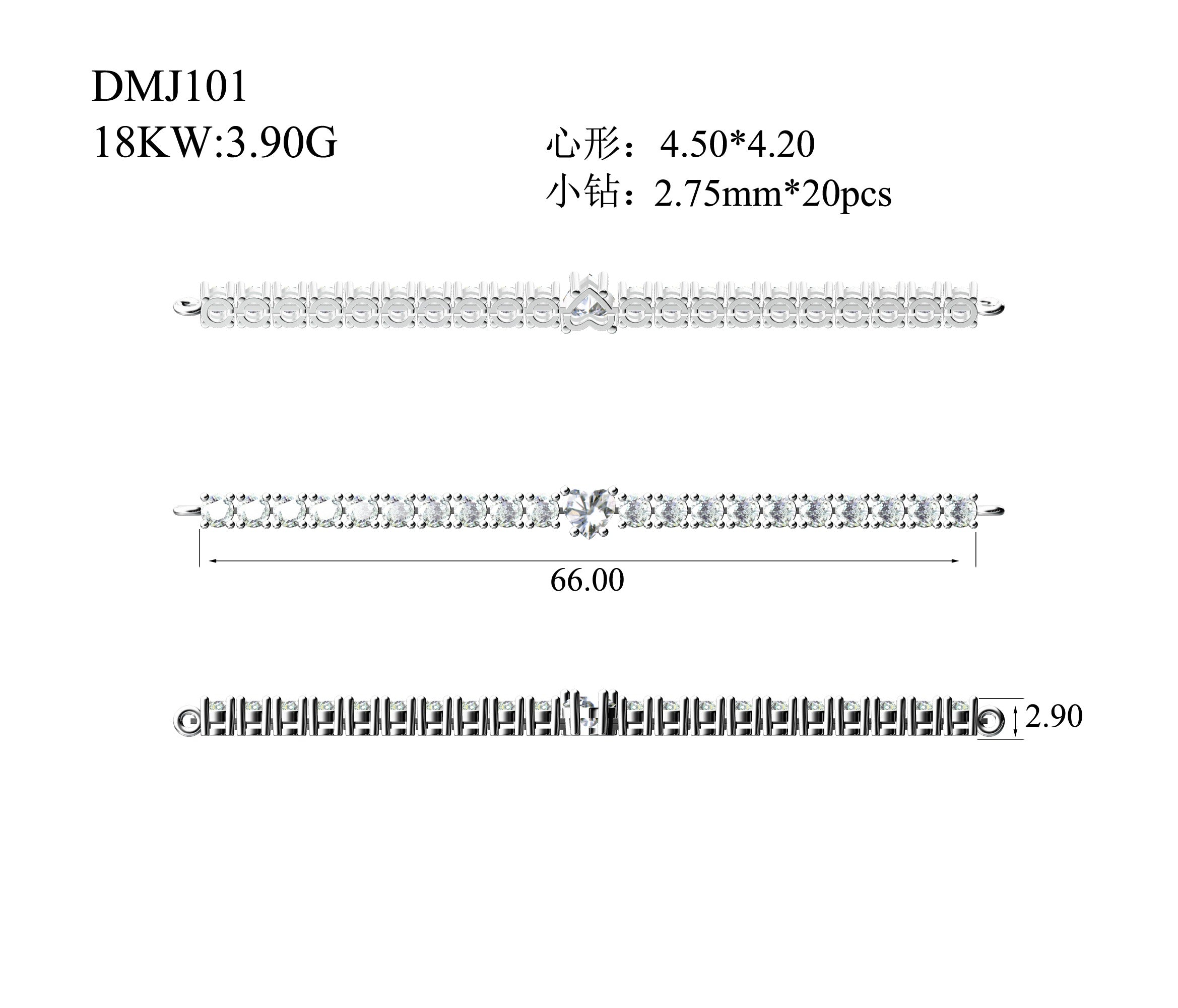18K White Gold Lab-Grown Diamond Bracelet - 1.307 ct Total
