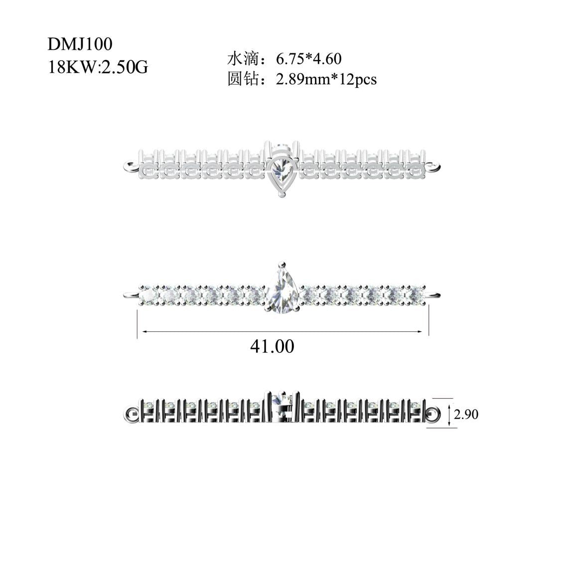 18K White Gold Lab-Grown Diamond Bracelet - 1.611 ct Total