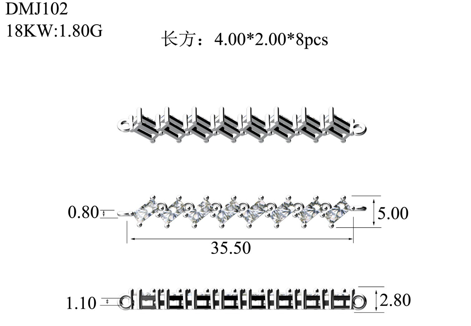 18K White Gold Lab-Grown Diamond Bracelet - 0.765 ct Total